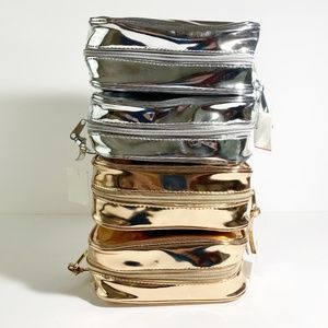 Mirror Finished Copper or Silver Makeup Bag NWT